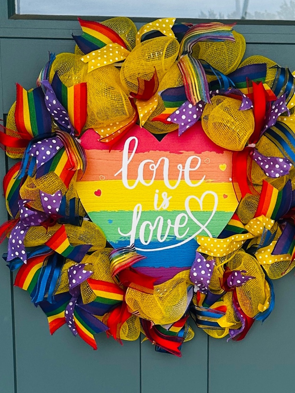 Handmade Pride Wreath Rainbow Door Decor Love Is Love Front Door LGBTQ Wreath